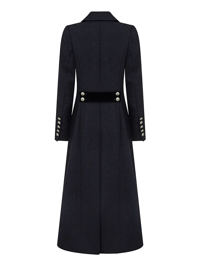 Trench Coat - Long Navy Coat - Pure Wool - 25% OFF