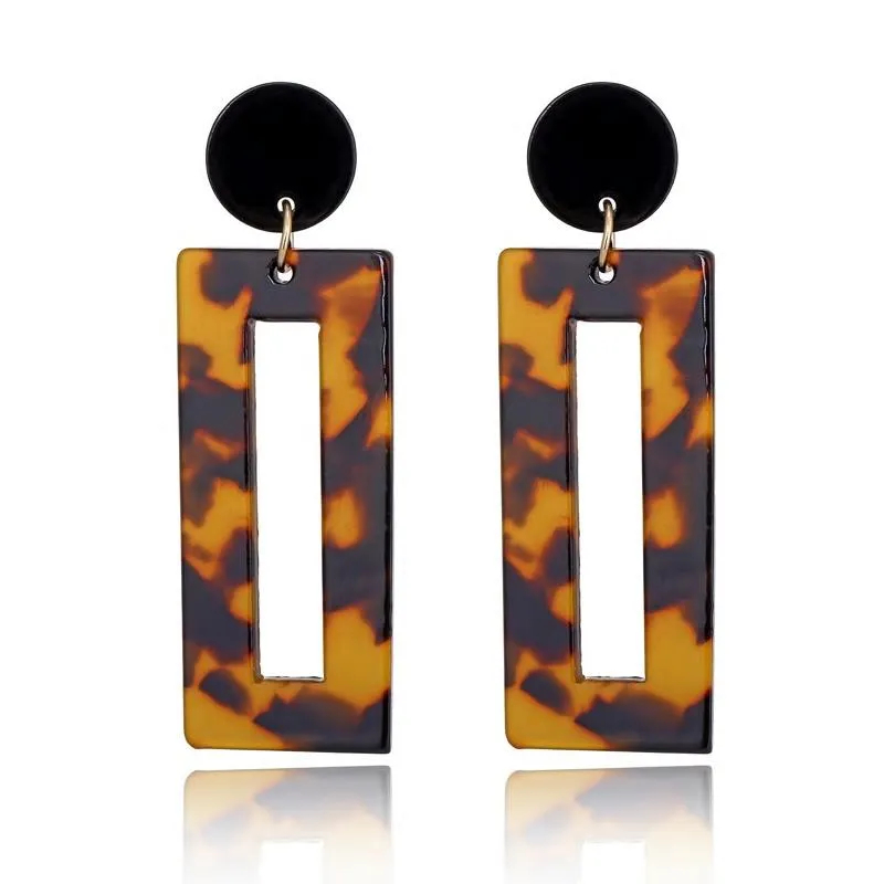 Trendy Acrylic Rectangle Geometric Drop Earrings - 2 Colors