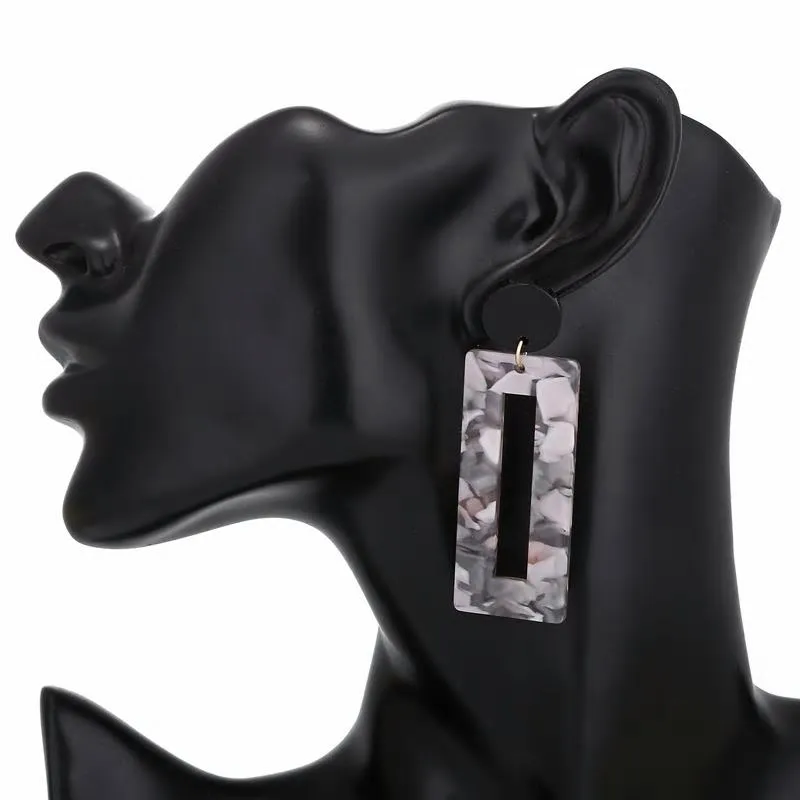 Trendy Acrylic Rectangle Geometric Drop Earrings - 2 Colors