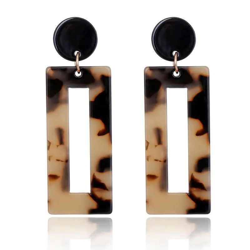 Trendy Acrylic Rectangle Geometric Drop Earrings - 2 Colors