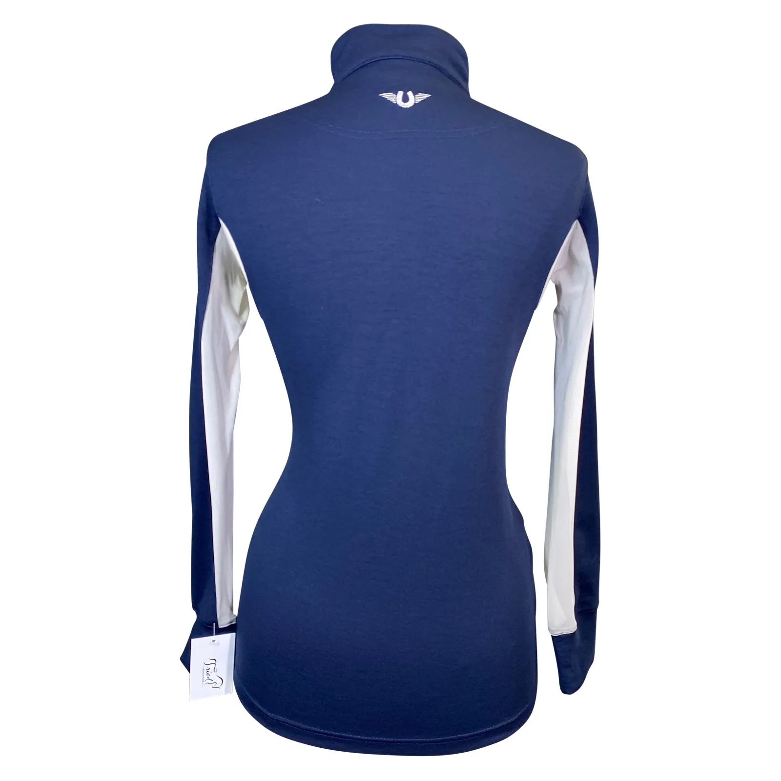 TuffRider Ventilated Technical Long Sleeve Shirt in Navy/White - Women's XS