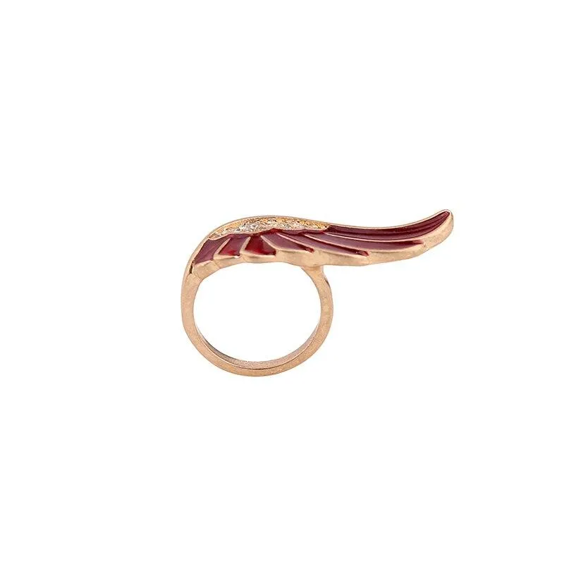 Winged Enamel Red Color Ring