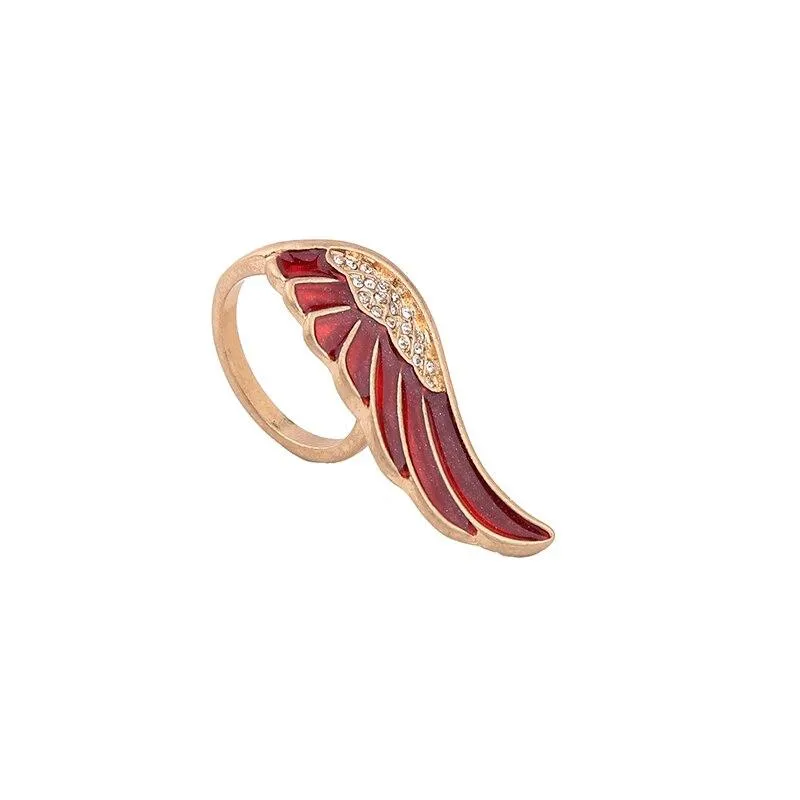 Winged Enamel Red Color Ring