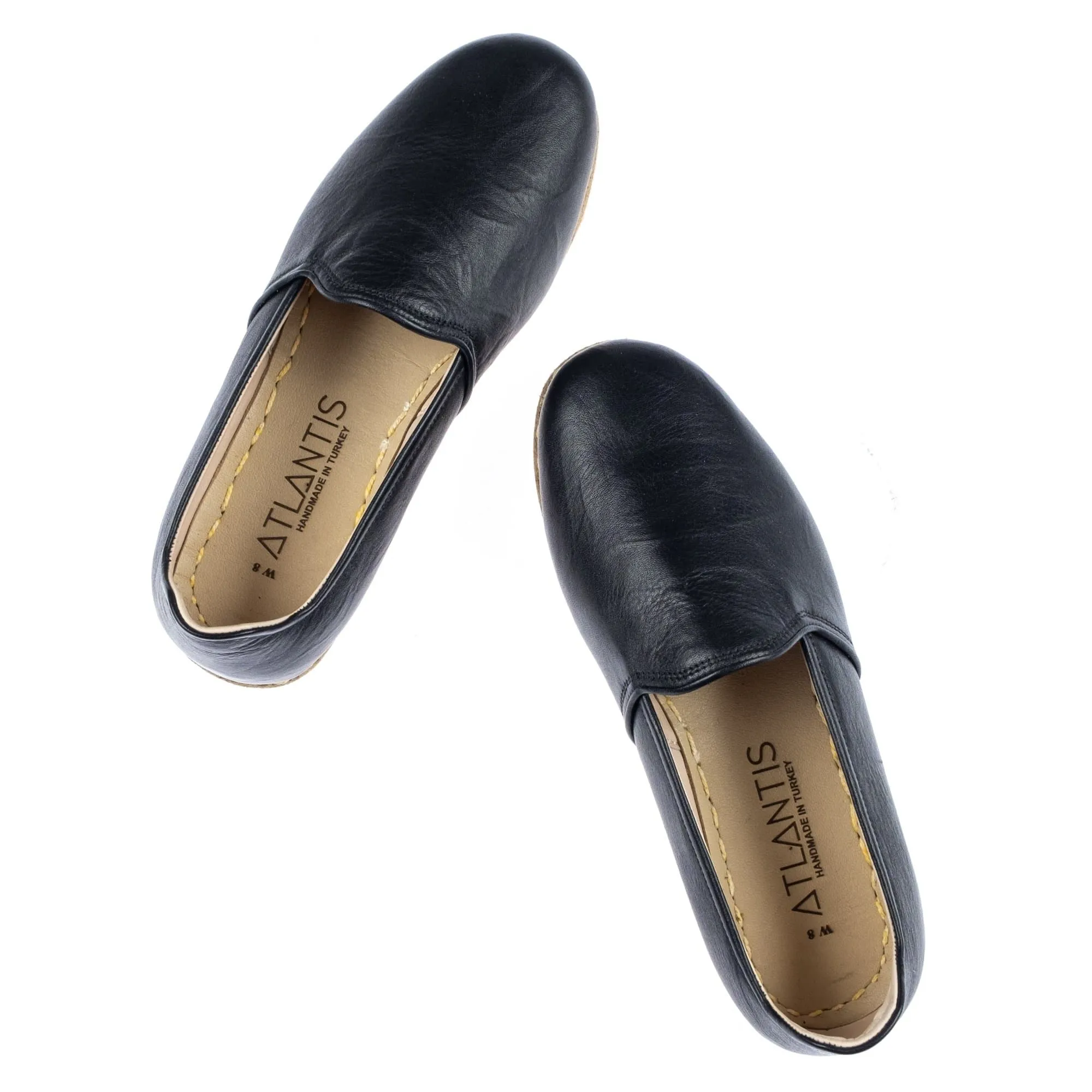 Women's Wrinkled Black Slip On Shoes