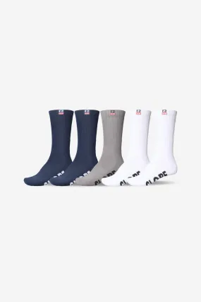 Woven Logo Hi Crew Sock 5 Pack - Assorted