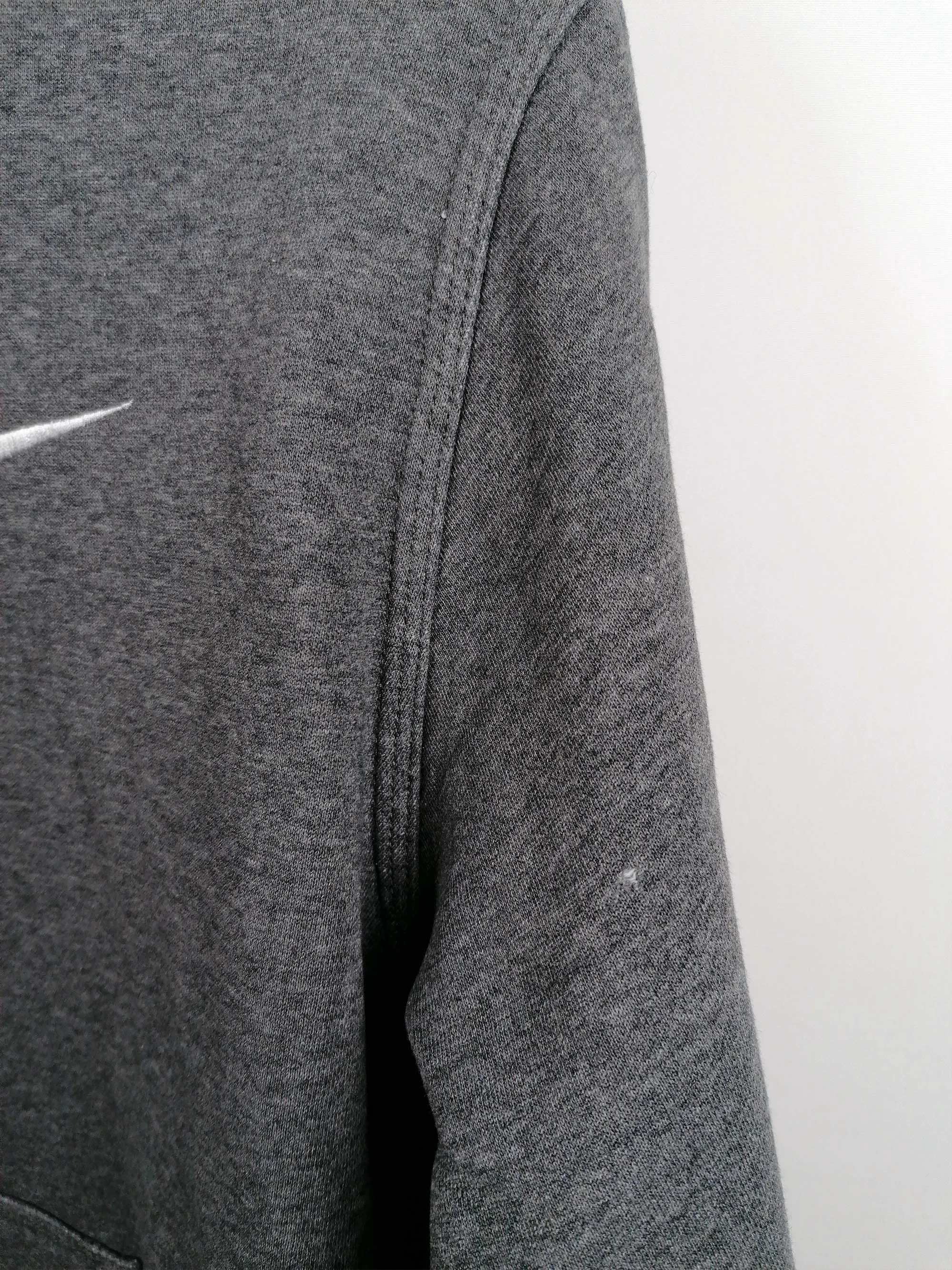 Y2K NIKE Hoodie Sweatshirt Grey Small White Swoosh - size M-L